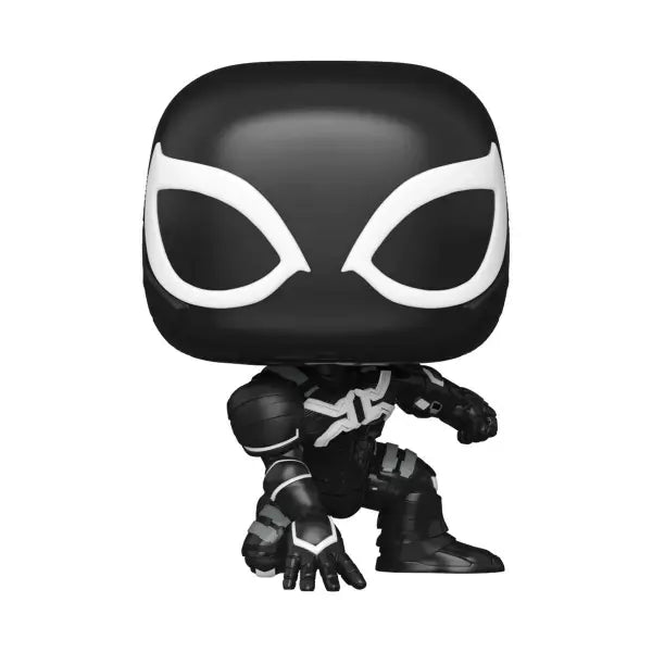 Funko Pop figure of Harry Osborn in Spider-Man’s black stealth suit from the video game