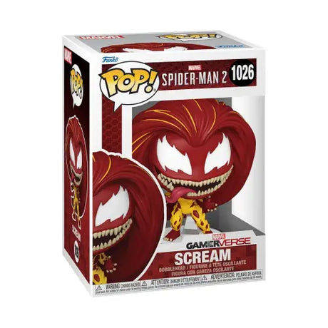 Funko Pop Video Game Scream figure features red head, white eyes, and sharp teeth