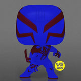 Blue and maroon Spider-Man 2099 Glow-in-the-Dark Vinyl Figure from Entertainment Earth Exclusive