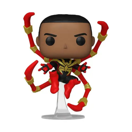 Funko Pop figure of Iron Spider in action pose with mechanical arms, Miles Morales Iron