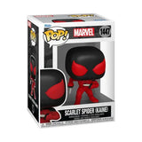 Funko Pop Marvel figure of Comics Scarlet Spider Kaine in red and black coloring