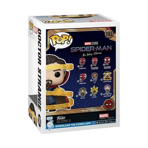 Funko Pop Marvel Spider-Man vinyl figure displayed in Doctor Strange Pop! box