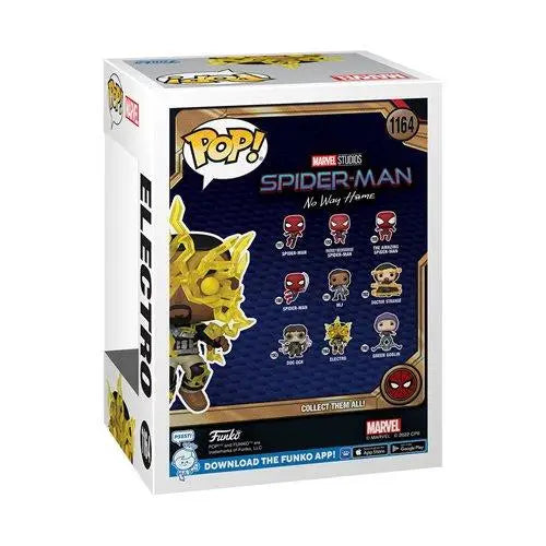 Spiderman card game displayed in Electro Finale Pop Vinyl product.