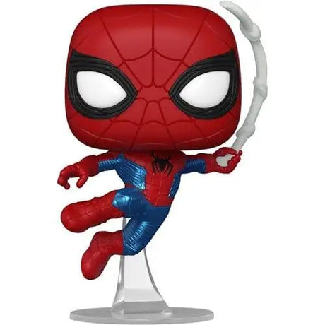 Spider-Man Home Finale Suit Funko Pop Figure in Spider-Man Pop Vinyl Displayed