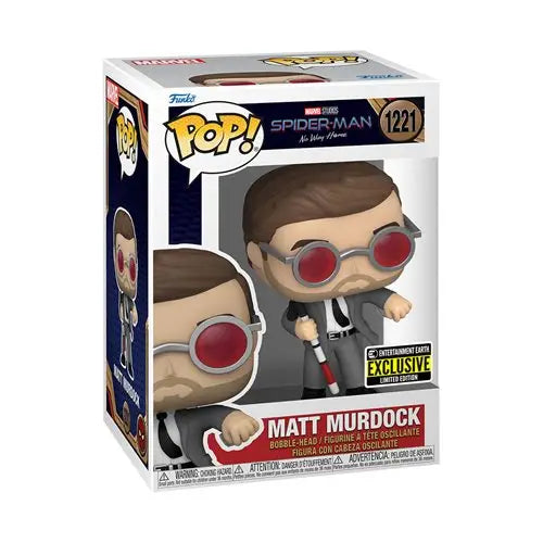 Closeup of Matt Murdock Vinyl Figure with Glasses - Entertainment Earth Brick Pop