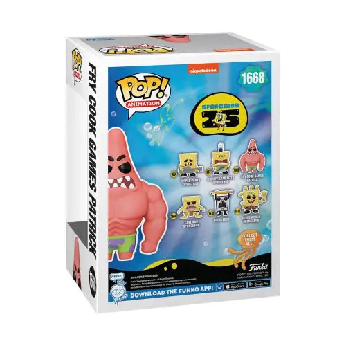 SpongeBob SquarePants Funko Pop box featuring Fry Cook Games Patrick collectible figure