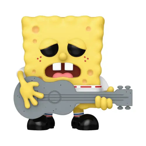 Ripped Pants SpongeBob Funko Pop playing a gray guitar for the 25th Anniversary