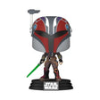 Funko Pop figure of Sabine Wren from Star Wars holding a green lightsaber