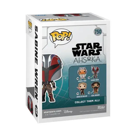 Star Wars Funko Pop figure box featuring Sabine Wren in Mandalorian armor design