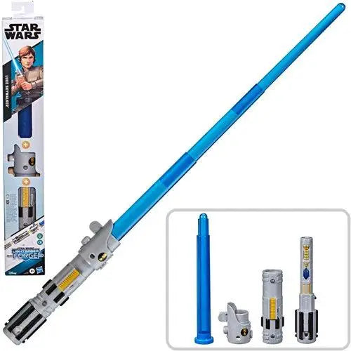 Luke Skywalker LightsaberForge: close-up toy lightsaber with box of lights