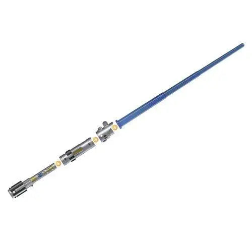 Luke Skywalker Lightsaber Forge: Blue and white fishing rod with metal rod