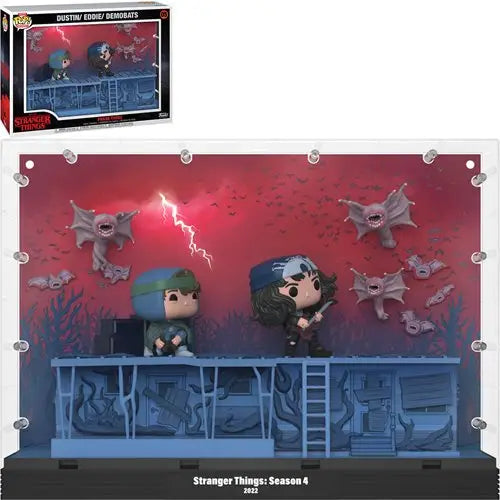 Stranger Things Hawkins Secrets Pop! display case with figures