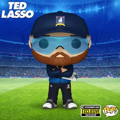 Limited Edition Ted Lasso Coach Beard Funko Pop cartoon character in baseball uniform and sunglasses