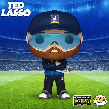 Limited Edition Ted Lasso Coach Beard Funko Pop cartoon character in baseball uniform and sunglasses