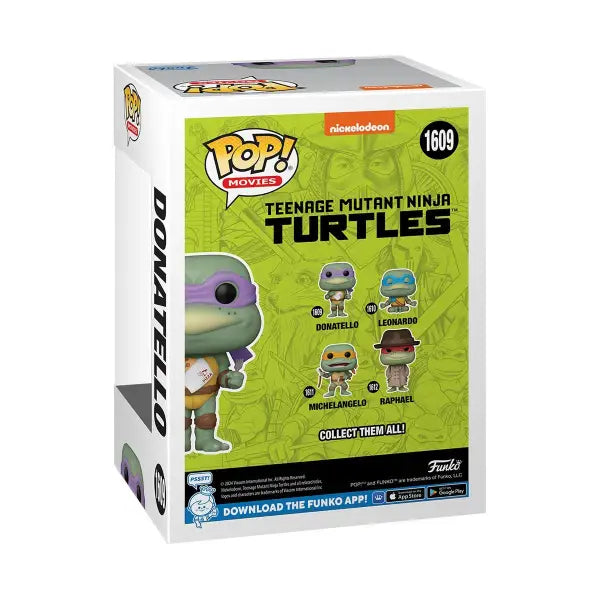 Teenage Mutant Ninja Turtles Funko Pop! box featuring Donatello with pizza