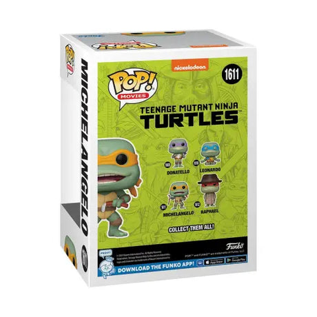 Teenage Mutant Ninja Turtles Funko Pop box featuring Michelangelo with nunchucks