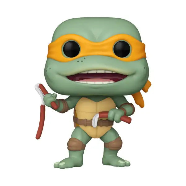 Cartoon-style Teenage Mutant Ninja Turtles Michelangelo figurine with nunchucks