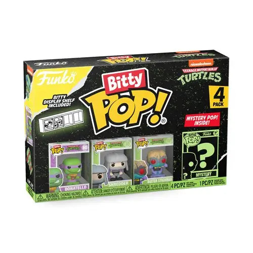 Teenage Mutant Ninja Donatello Bitty Pop Mini-Figure 4-Pack with funky toys box and figure.