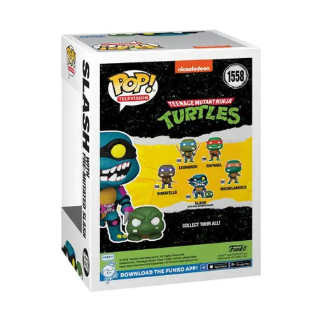 Funko Pop vinyl figure box featuring Teenage Mutant Ninja Turtles Slash character