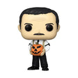 Gomez Addams Funko Pop figure in a black suit holding a jack-o’-lantern for Halloween