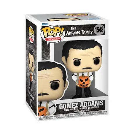 Gomez Addams Funko Pop vinyl figure holding a jack-o’-lantern from The Addams Family