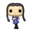 Funko Pop of Addams Family Wednesday Adams in a blue dress with black pigtails