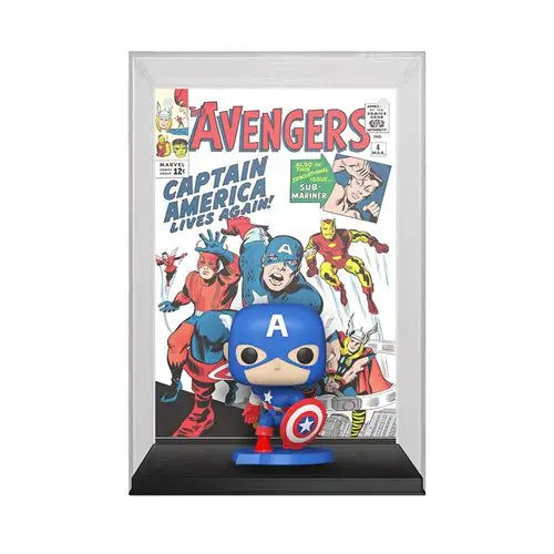 Captain America Funko Pop Comic Cover Figure featuring the Avengers comic cover with a popper