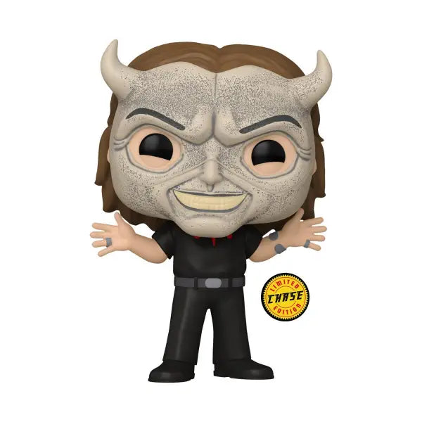 Cartoon-style Grabber Funko Pop figure from The Black Phone in black outfit with large head