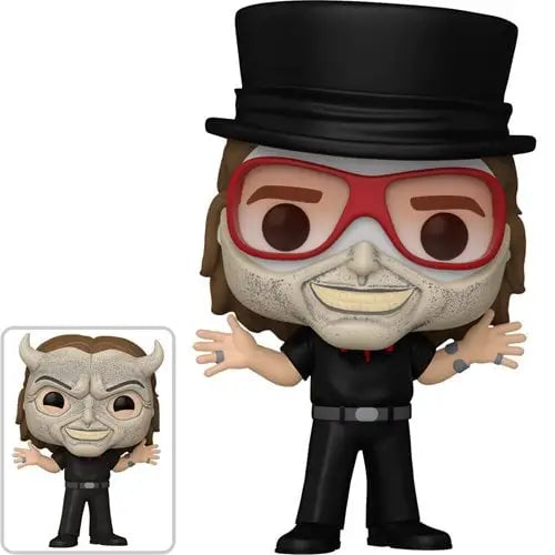 The Black Phone Grabber Funko Pop figurine with top hat and red glasses, arms outstretched