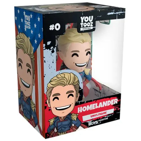 a box with a toy figure of a man in a captain america outfit