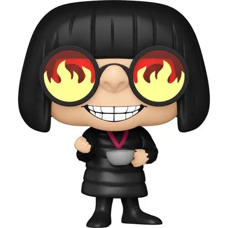 Cartoon Edna Mode Funko Pop with black hair, glasses, and grin for 20th Anniversary