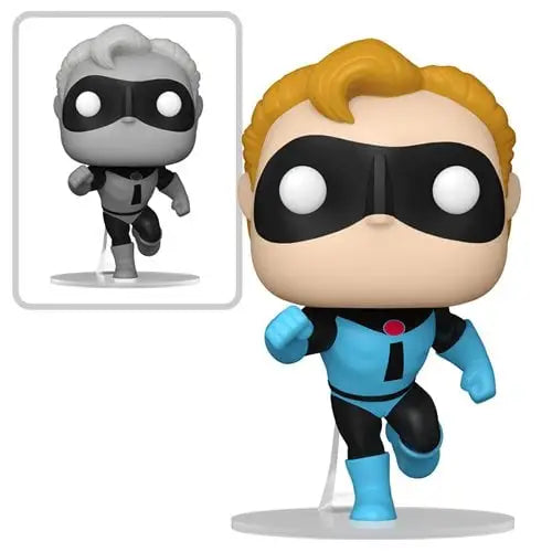 Cartoon-style superhero figurine in blue and black from Incredibles 20th Anniversary Funko Pop