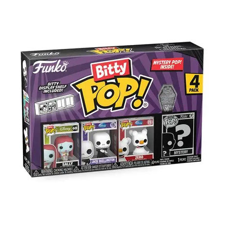 The Nightmare Before Christmas Bitty Pop vinyl figures on purple background