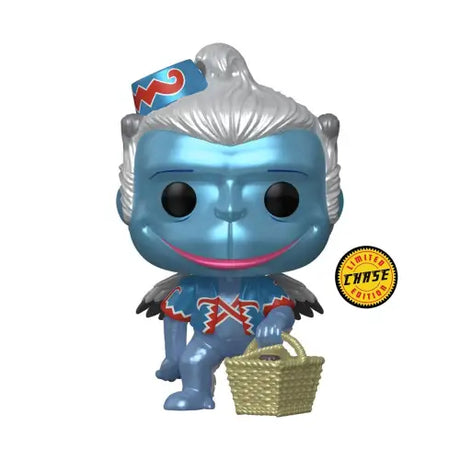 Metallic blue Funko Pop of 85th Anniversary Winged Monkey with basket and red hat