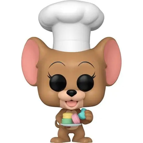 Cartoon mouse Jerry in a chef’s hat with macarons, Funko Pop Dessert figure