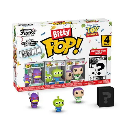 Toy Story Emperor Zurg Bitty Pop 4-Pack featuring Buzz and Buzz Lightyear toy collection.