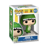 Toy Story x TinyTAN Funko Pop figure of Jimin as Rex in a green dinosaur costume