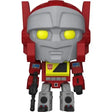 Funko Pop figure of Blaster from Transformers with glowing eyes and red/grey design