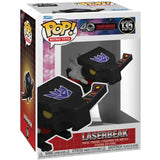 Funko Pop Laserbeak figure in black with purple Decepticon logos from Transformers