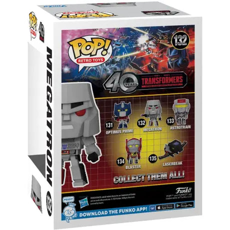 Funko Pop Transformers 40th Anniversary Megatron vinyl figure box display for collectors