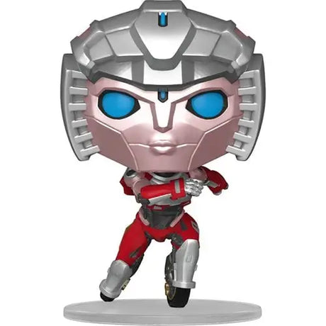 Funko Pop Marvel 2 - Iron Man displayed in Transformers Arcee Pop!