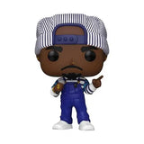 Tupac Shakur Funko Pop vinyl figure in blue overalls with striped cap and sneakers