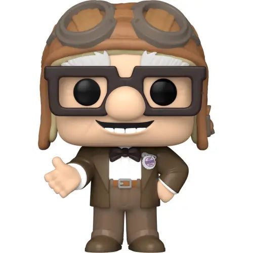 Up Carl Funko Pop figure wearing aviator goggles and a brown uniform for collectors