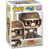 Carl Funko Pop vinyl figure wearing glasses in brown outfit with aviator cap from Up