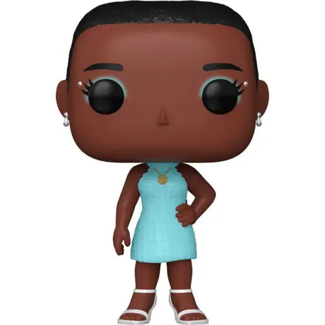 Funko Pop figure of Bianca Barclay in a light blue dress and white sandals