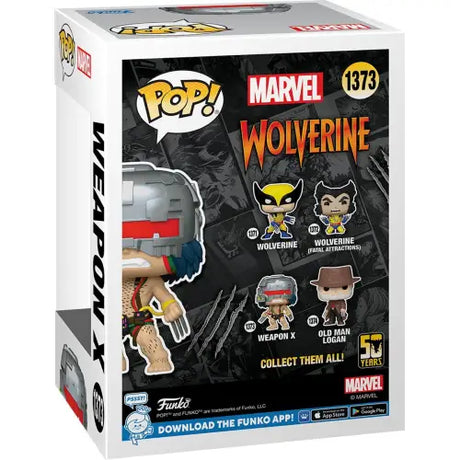 Funko Pop Wolverine 50th Anniversary Weapon X figure box showcasing character variants