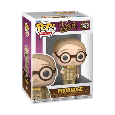 Funko Pop of Prodnose, a bald character in glasses wearing a yellow patterned shirt