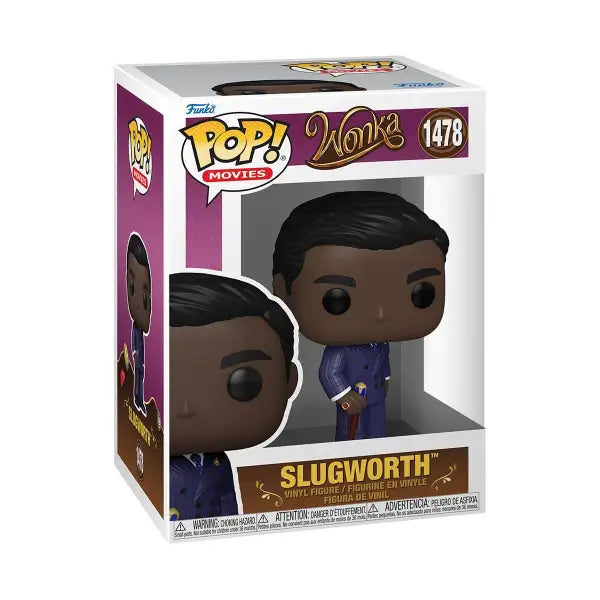 Funko Pop of Wonka Slugworth in a purple suit, collectible vinyl figure #1478