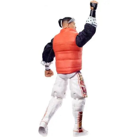 6’ WWE NXT Elite Kushida Action Figure with man in orange vest and white pants