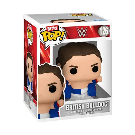 Funko Pop vinyl figure of British Bulldog in blue from WWE Bitty Pop 4-Pack